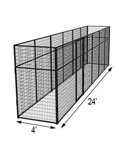 4' X 24' Basic 7' Tall Wire Kennel (Powder-Coated)
