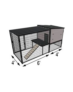 K9 Kennel Castle With 4' X 6' X 5' Tall Run & Metal Cover (Basic) 