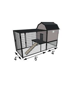 K9 Kennel Barn With 4' X 6' X 5' Tall Run & Metal Cover (Basic) 