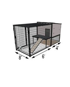 K9 Kennel Castle With 4' X 6' X 5' Tall Run & Metal Cover (Complete) 