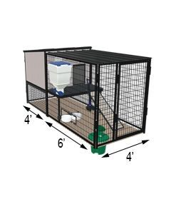 K9 Kennel Castle With 4' X 6' X 5' Tall Run & Metal Cover (Ultimate) 
