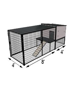 K9 Kennel Castle With 4' X 8' X 5' Tall Run & Metal Top (Basic) 