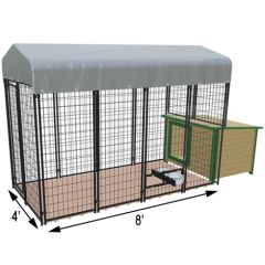 4' X 8' Value Kennel & XL Cabin Dog House Combo (Ultimate)