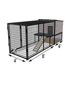 K9 Kennel Castle With 4' X 8' X 5' Tall Run & Metal Cover (Complete) 