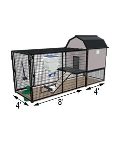 K9 Kennel Barn With 4' X 8' X 5' Tall Run & Metal Cover (Ultimate)