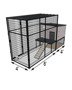 K9 Kennel Castle With 4' X 8' X 7' Tall Run & Metal Cover (Complete) 