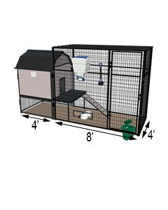 K9 Kennel Barn With 4' X 8' X 7' Tall Run & Metal Cover (Ultimate)