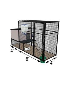 K9 Kennel Castle With 4' X 8' X 7' Tall Run & Metal Cover (Ultimate)