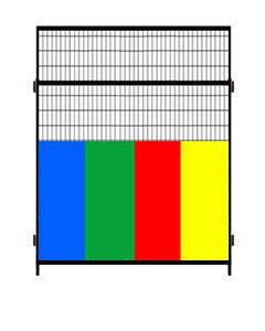 Single 6' X 7' Tall Welded Wire Partition Panel W/Colored Anti-Fight