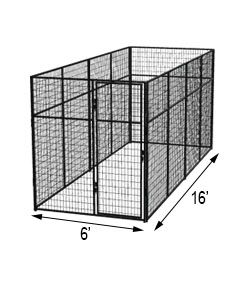 6' X 16' Basic 7' Tall Wire Kennel (Powder-Coated)
