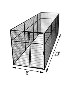 6' X 20' Basic 7' Tall Wire Kennel (Powder-Coated)