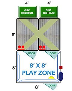 8' X 8' Ultimate Playzone W/Multiple 4' X 8' PRO Dog Kennels X2 & Cube Dog Houses	