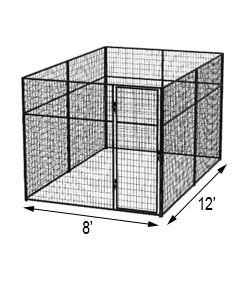 8' X 12' Basic 7' Tall Wire Kennel (Powder-Coated)