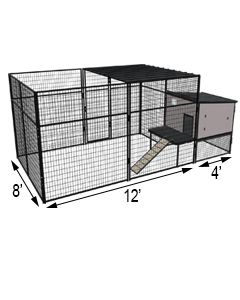 K9 Kennel Castle With 8' X 12' X 7' Tall Run & Metal Cover (Basic) 