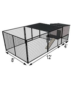 K9 Kennel Castle With 8' X 12' X 5' Tall Run & Metal Cover (Basic) 