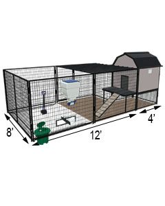 K9 Kennel Barn With 8' X 12' X 5' Tall Run & Metal Cover (Ultimate)
