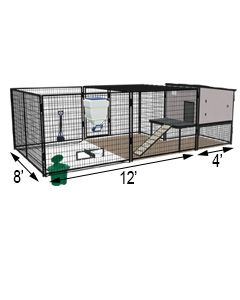 K9 Kennel Castle With 8' X 12' 5' Tall Run & Metal Cover (Ultimate)
