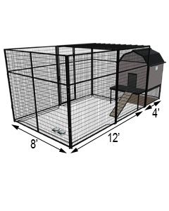 K9 Kennel Barn With 8' X 12' X 7' Tall Run & Metal Cover (Complete) 