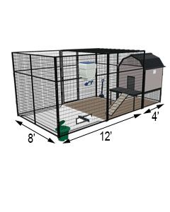 K9 Kennel Barn With 8' X 12' X 7' Tall Run & Metal Cover (Ultimate)