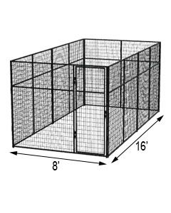8' X 16' Basic 7' Tall Wire Kennel (Powder-Coated)