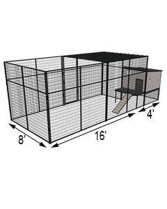 K9 Kennel Castle With 8' X 16' X 7' Tall Run & Metal Cover (Basic) 