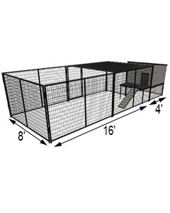 K9 Kennel Castle With 8' X 16' X 5' Tall Run & Metal Cover (Basic) 