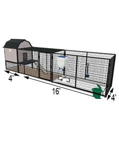K9 Kennel Barn With 8' X 16' X 5' Tall Run & Metal Cover (Ultimate)