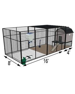 K9 Kennel Barn With 8' X 16' X 7' Tall Run & Metal Cover (Ultimate)