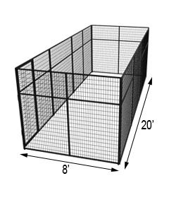 8' X 20' Basic 7' Tall Wire Kennel (Powder-Coated)