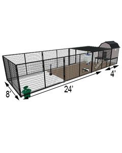 K9 Kennel Barn With 8' X 24' X 5' Tall Run & Metal Cover (Ultimate)