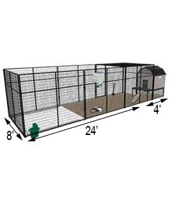 K9 Kennel Barn With 8' X 24' X 7' Tall Run & Metal Cover (Ultimate)