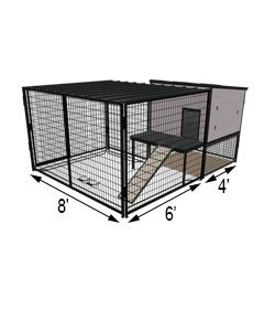 K9 Kennel Castle With 8' X 6' X 5' Tall Run & Metal Cover (Complete)