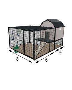 K9 Kennel Barn With 8' X 6' X 5' Tall Run & Metal Cover (Ultimate)