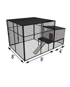 K9 Kennel Castle With 8' X 8' X 7' Tall Run & Metal Cover (Basic) 