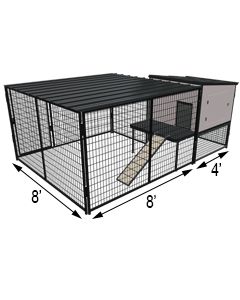 K9 Kennel Castle With 8' X 8' X 5' Tall Run & Metal Cover (Basic) 