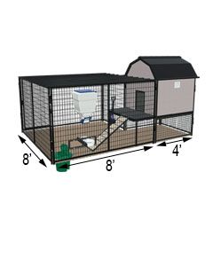 K9 Kennel Barn With 8' X 8' X 5' Tall Run & Metal Cover (Ultimate)