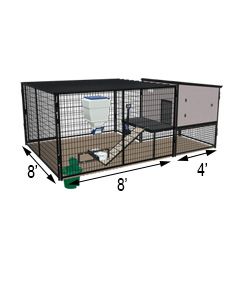 K9 Kennel Castle With 8' X 8' X 5' Tall Run & Metal Cover (Ultimate)
