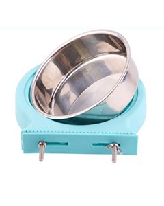 Stainless Steel & Plastic Feeding or Watering Hanging Pet Bowl