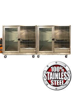 Quick N Clean Side By Side Jumbo Stainless Steel Cage Banks