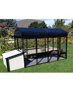 4' X 8' Value Kennel & Jumbo Cabin Dog House Combo (Ultimate)