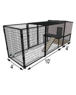 K9 Kennel Castle With 4' X 10' X 5' Tall Run & Metal Cover (Complete) 