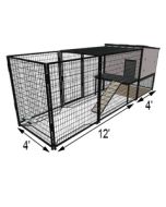 K9 Kennel Castle With 4' X 12' X 5' Tall Run & Meal Cover (Complete) 