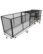 K9 Kennel Castle With 4' X 16' X 5' Tall Run & Metal Cover (Complete) 