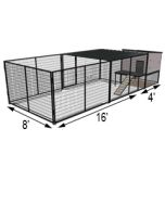 K9 Kennel Castle With 8' X 16' X 5' Tall Run & Metal Cover (Complete) 