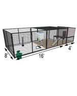 K9 Kennel Castle With 8' X 16' X 5' Tall Run & Metal Cover (Ultimate)