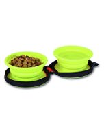 Travel Collapsible Silicone Pet 3 Cup Bowls (Set Of Two)